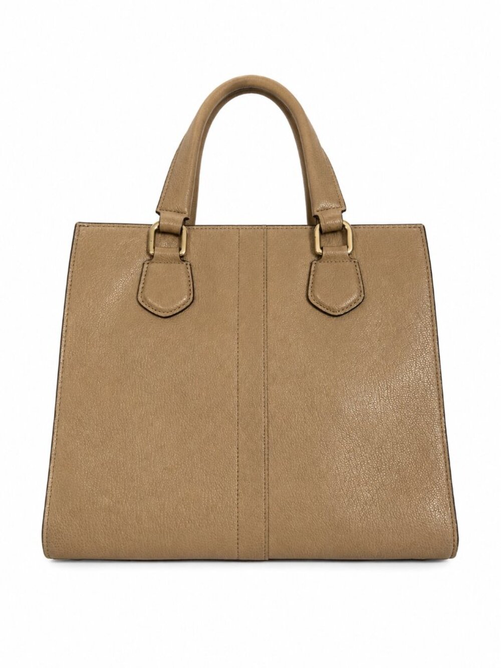 Cole Haan Pebbled Leather Satchel Tote Taupe/Greige Leather Gold Hardware Tassel - Picture 2 of 7
